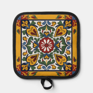 Talavera Tile With Hearts Pot Holder