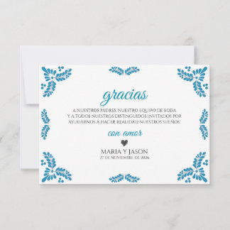 Talavera Turquoise Minimalist Spanish Wedding Thank You Card