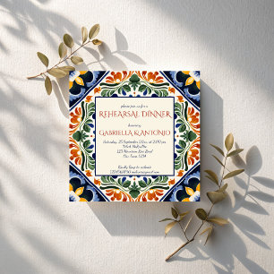 Talavera vintage Mexican rehearsal dinner Invitation