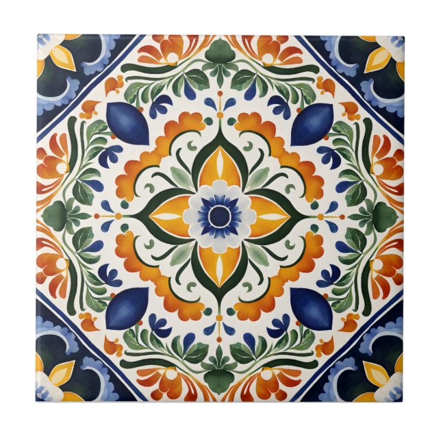 Talavera vintage Mexican wedding favours printed Tile (Front)