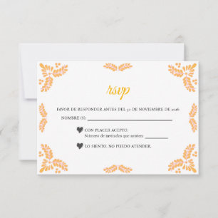 Talavera Yellow Floral Minimalist Spanish Wedding RSVP Card