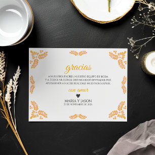Talavera Yellow Floral Minimalist Spanish Wedding Thank You Card