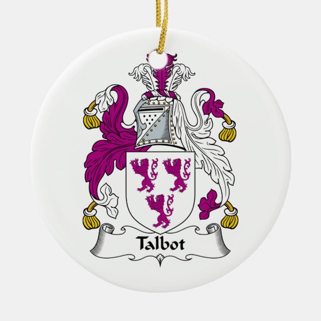 Talbot Family Crest Ceramic Tree Decoration (Front)