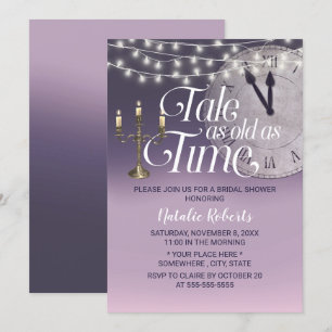 Tale as Old as Time Purple Ombre Bridal Shower Invitation