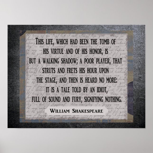 Tale told by an idiot --- Art Print -Shakespeare (Front)