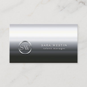 Talent Manager Chrome Bold Monogram Business Card