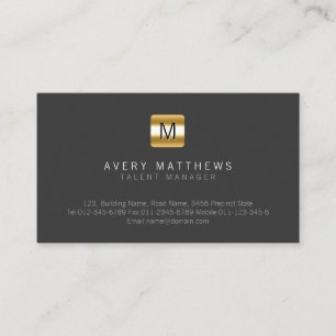 Talent Manager Entertainment Black Gold Monogram Business Card