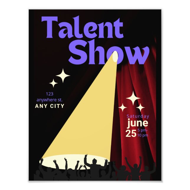 Talent Show FLyer, Show Flyer, Talent Contest Photo Print (Front)