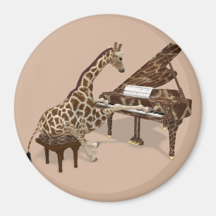 Talented Giraffe Plays Grand Piano Magnet