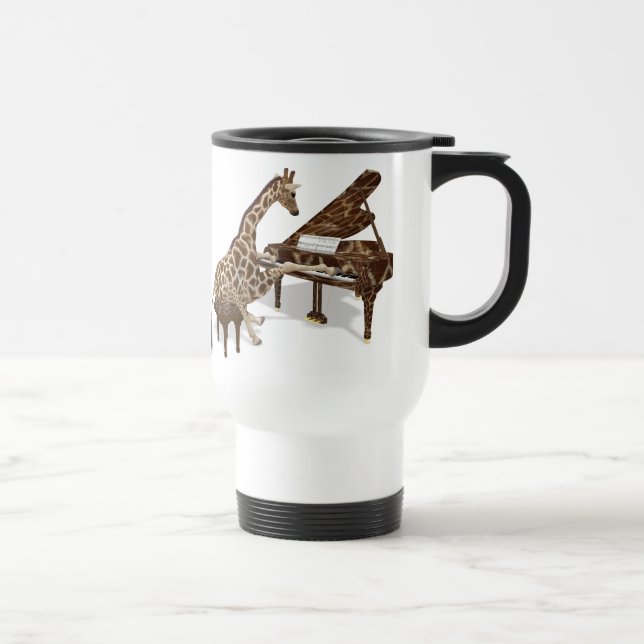 Talented Giraffe Plays Grand Piano Travel Mug (Right)