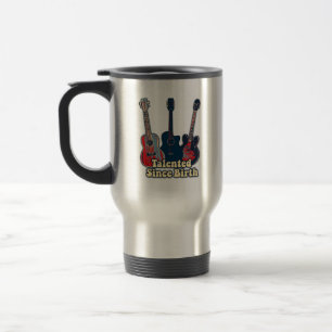 Talented since birth. retro colorful guitars travel mug
