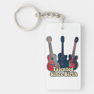Talented since birth. retro colourful guitars key ring
