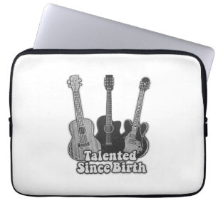 Talented since birth. vintage black & white guitar laptop sleeve