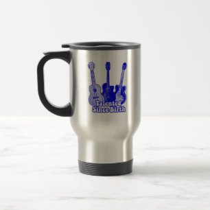 Talented since birth. vintage blue guitars travel mug