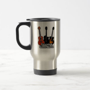 Talented since birth. vintage colourful guitars travel mug