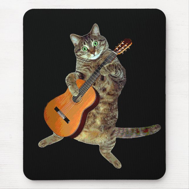 Talented tabby guitar player mouse mat (Front)
