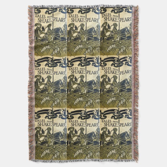 "Tales from Shakespeare" Vintage Book Cover Throw Blanket (Front Vertical)