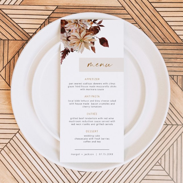 TALIA Bohemian Terracotta Blush Floral Autumn Menu (Creator Uploaded)