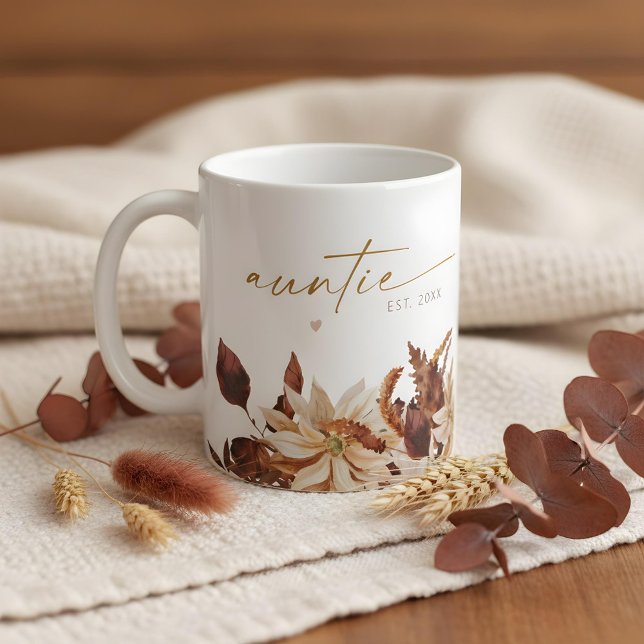 TALIA Bohemian Terracotta Floral Auntie Est. Coffee Mug (Creator Uploaded)