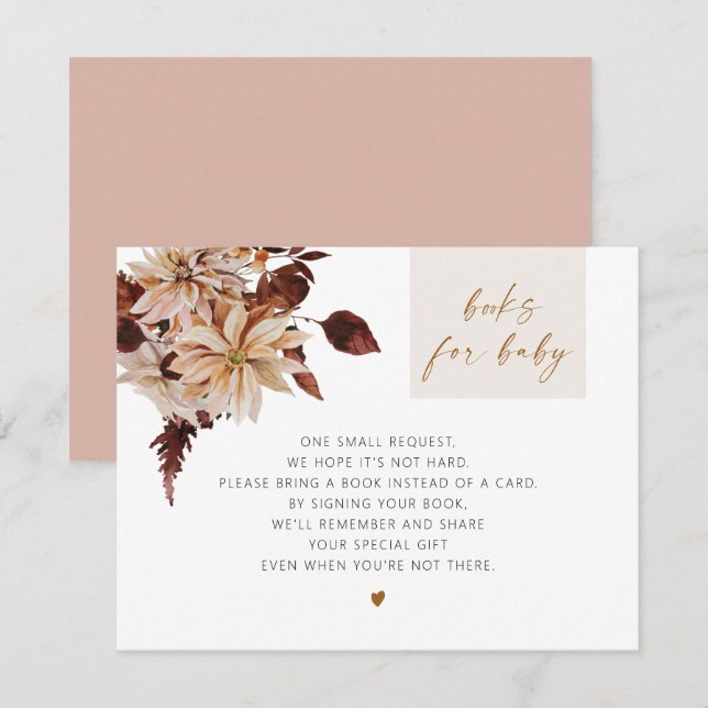 TALIA Bohemian Terracotta Floral Books for Baby Invitation (Front/Back)