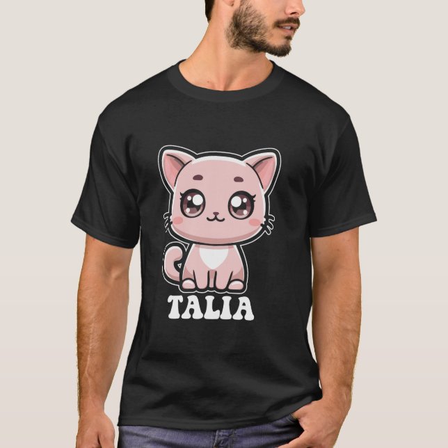 Talia Cute Cat Kitten Design for Girls Name Talia T-Shirt (Front)