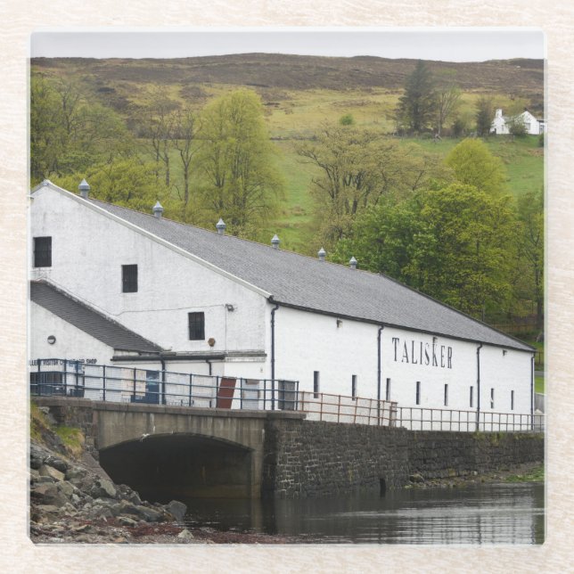 Talisker whisky distillery on Skye, Scotland Glass Coaster (Front)