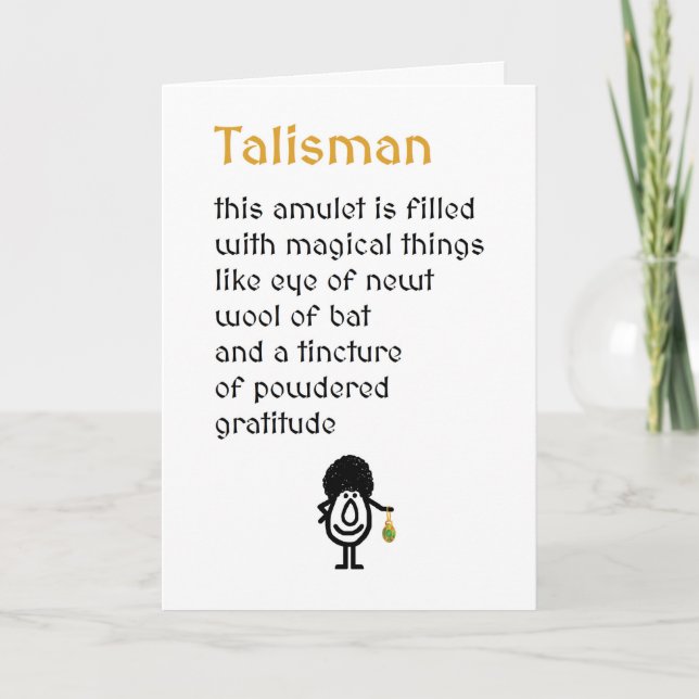 Talisman A Funny Thank You Poem (Front)