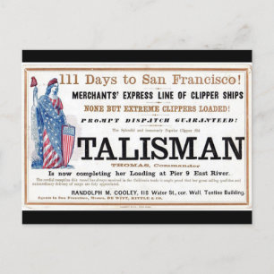 Talisman Clipper ship sailing 1855  Postcard