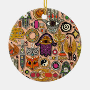 talismans peach fuzz ceramic tree decoration