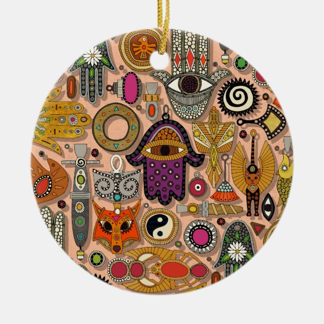 talismans peach fuzz ceramic tree decoration (Front)