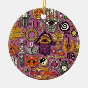 talismans peony ceramic tree decoration