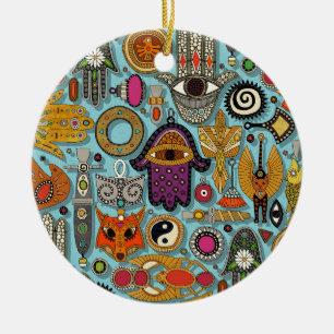 talismans pool blue ceramic tree decoration