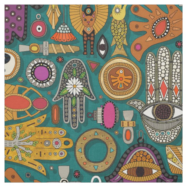 TALISMANS viridian green Fabric (Swatch)