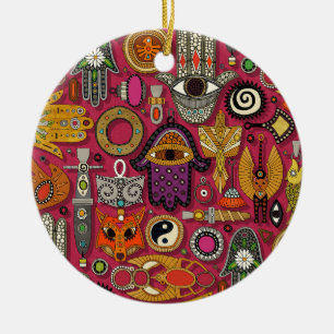 talismans viva magenta ceramic tree decoration