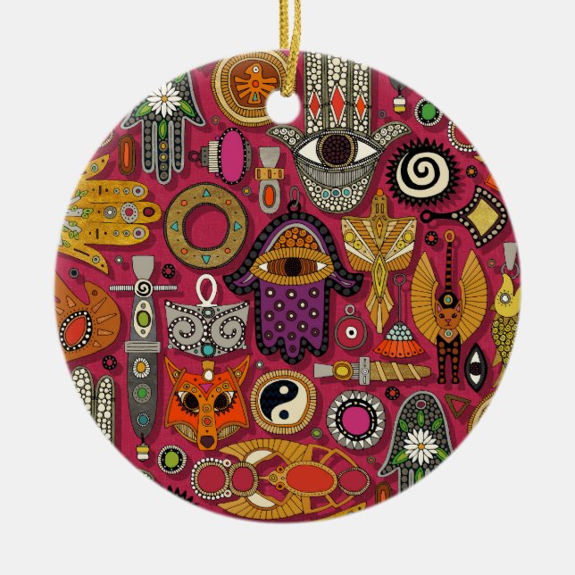 talismans viva magenta ceramic tree decoration (Front)