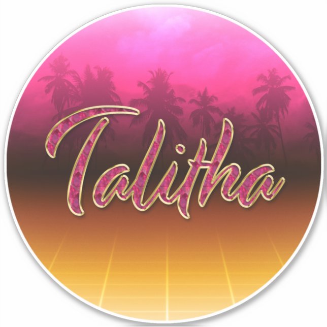 Talitha First name name golden pink sticker (Front)