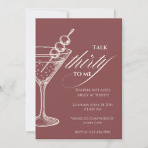 Talk 30 to Me Minimalist Martini 30th Birthday