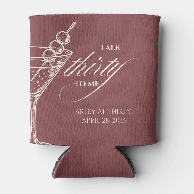 Talk 30 to me Modern Minimalist 30th Birthday Can Cooler (Front)