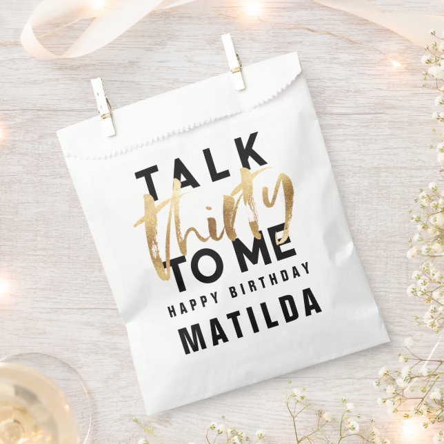 Talk 30 to me moderngold typography birthday favour bags (Clipped)