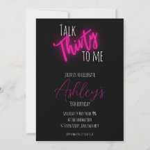Talk 30 To Me Neon Birthday Invitation