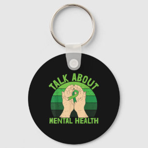 Talk About Mental Health Awareness Retro Vintage, Key Ring