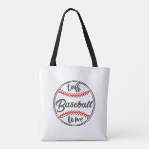 Talk Baseball to Me Retro Trendy Graphic Tote Bag