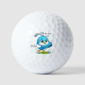 Talk birdie to me, Cute Bird Golfing Golf Balls