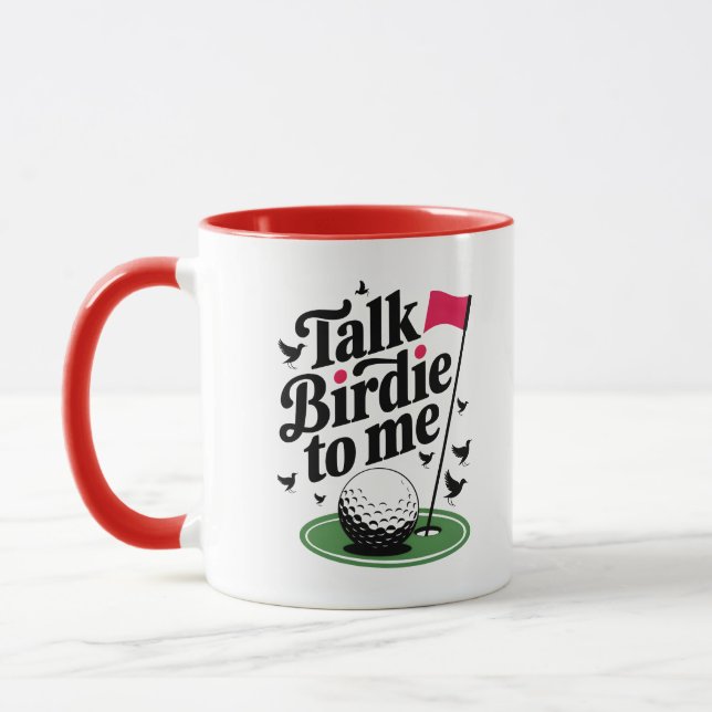 Talk Birdie to me Funny golf pun Mug (Left)