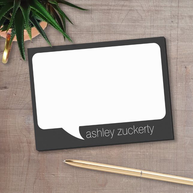 Talk Bubble Custom Name and PICK background colour Post-it Notes (Personalized post it notes with low quantity. Add your personal touch.)