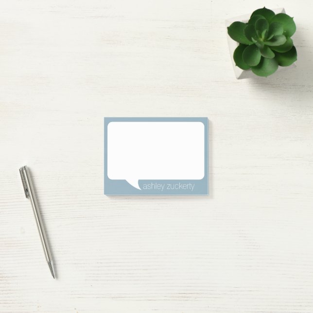Talk Bubble Custom Name and PICK blue colour Post-it Notes (Office)