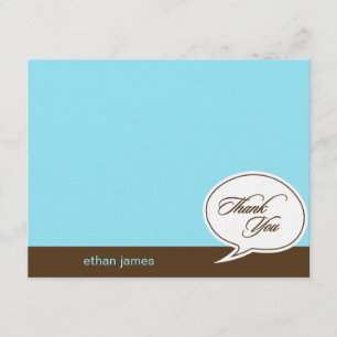Talk Bubble Flat Thank You Cards - Blue -
