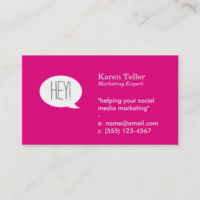 Talk Bubble (hot pink) Business Card (Front)