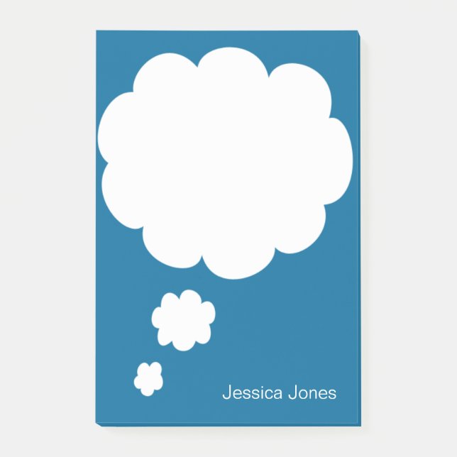 Talk Bubble Rounded Personalised Blue Custom Post-it Notes (Front)