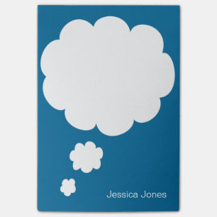Talk Bubble Rounded Personalised Blue Custom Post-it Notes